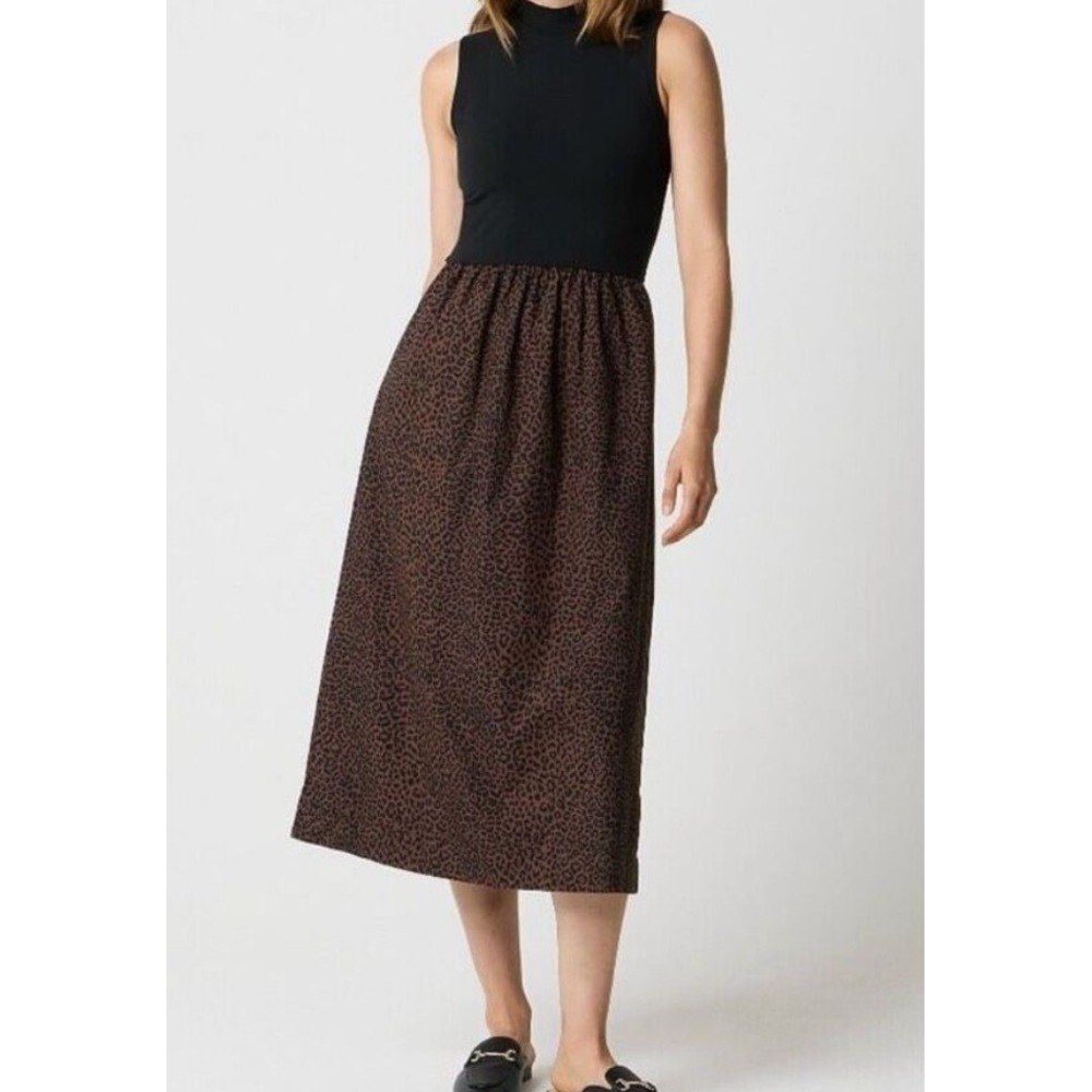 J.Crew Sleeveless Mock Neck Leopard Print Midi Dress XXSP‎ CN598